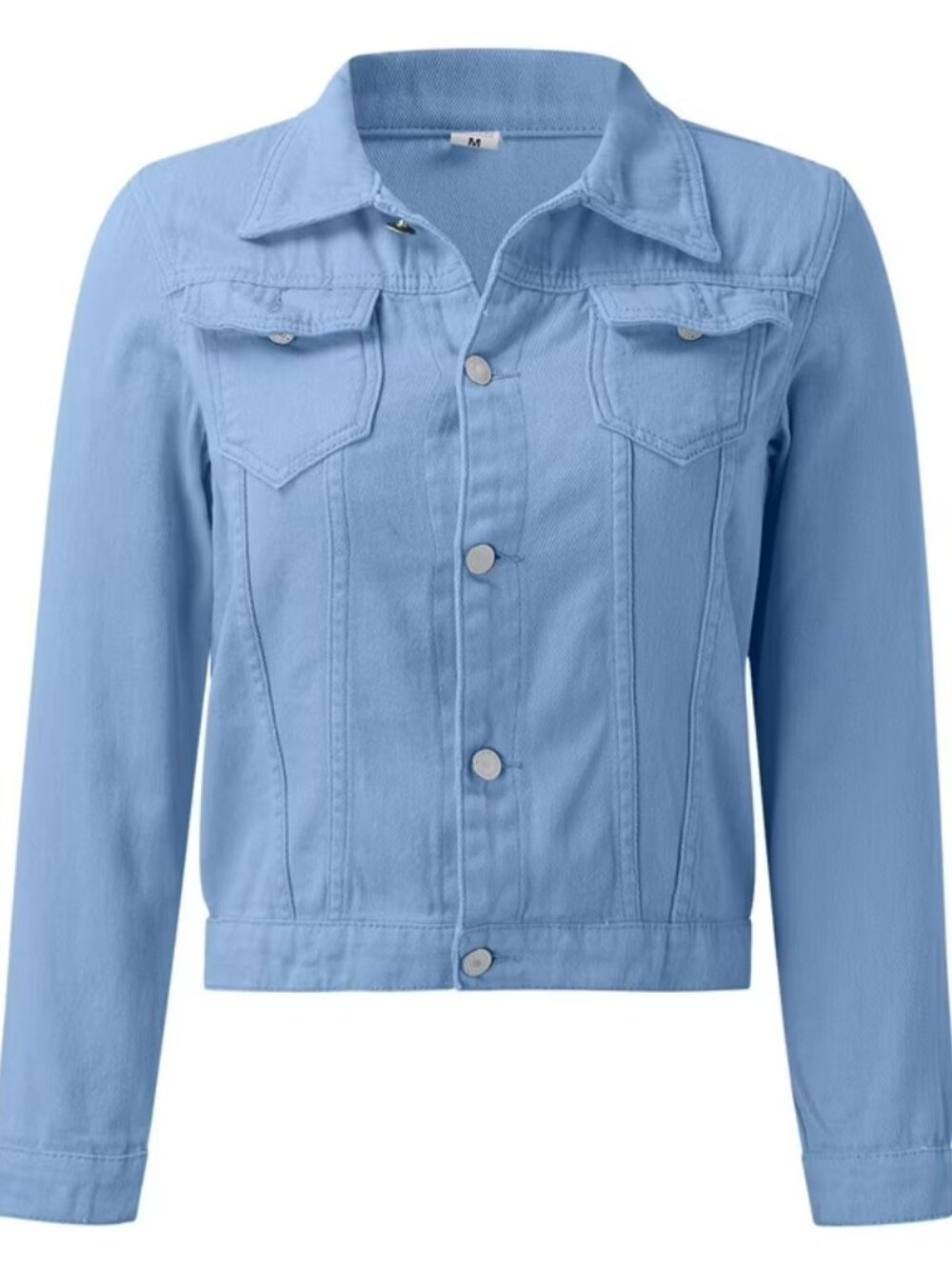 XL Light Blue Women's Denim Jacket - Classic Button Front